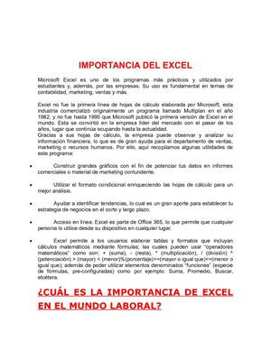 Importancia Del Excel