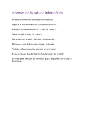 Normas De La Sala De Informática