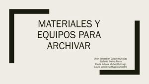 Materiales Y Equipos Para Archivar