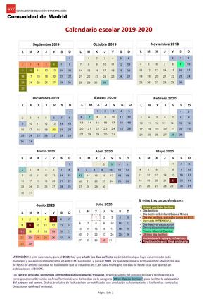 Calendario Escolar 2019 2020