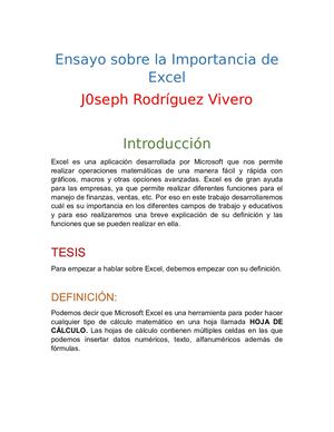 Importancia De Excel