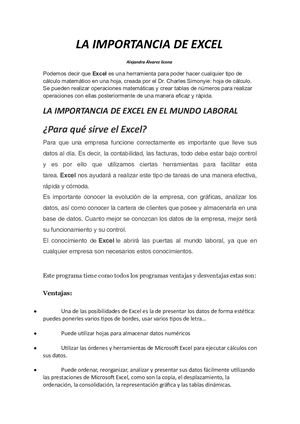 La Importancia De Excel 2