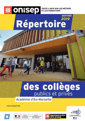 Répertoire des collèges publics et privés, académie d'Aix-Marseille rentrée 2019