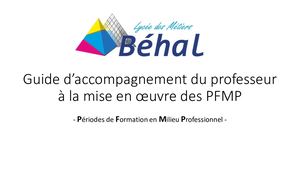 Guide Accompagnement Prof à La Mise En œUvre Des Pfmp Vsept2019
