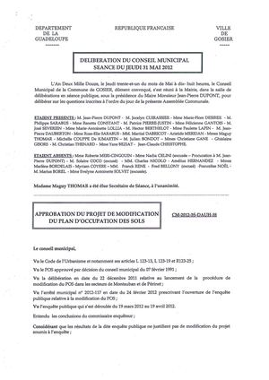 Délibération De L Approbation Du Pos En 2012