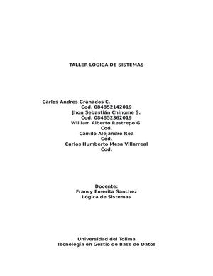 Clasificacion De Datos (Logica De Sistemas)