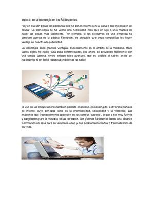 Impacto En La Tecnología En Los Adolescentes