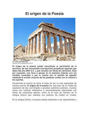 El Origen De La Poesia
