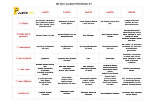 YKS SOZEL CALISMA PROGRAMI-(3 AY).