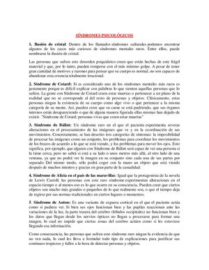 Síndromes Psicológicos