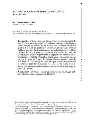 Oralidad En El Pueblo Pasto