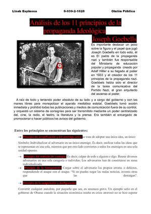 11 principios de la propaganda ideológica de Joseph Goebels