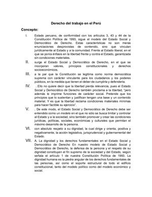 Derecho Del Trabajo En El Perú