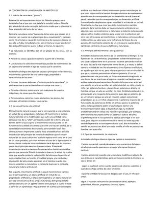 La Concepción De La Naturaleza En Aristóteles