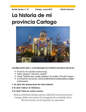 La historia de mi provincia Cartago