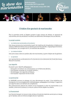 Fiche Projet Le Show Des Marionnettes