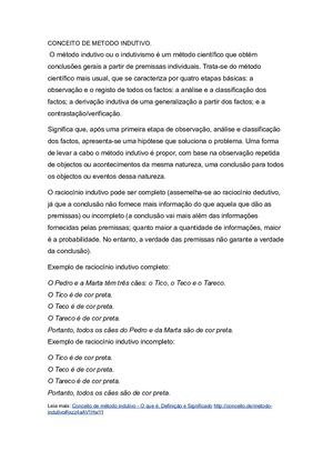 Conceito De Metodo Indutivo
