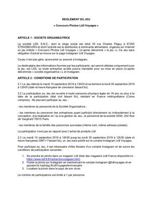 Calameo Lidl Voyages Reglement Jeu Concours Photos Instagram