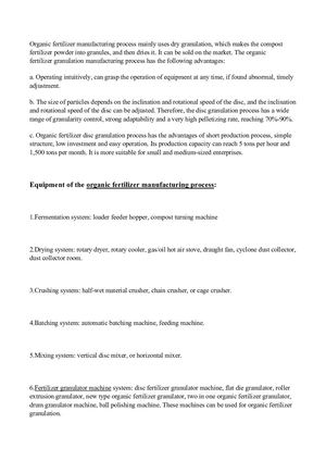 Disc Organic Fertilizer Granulator Machine Manufacturing Process