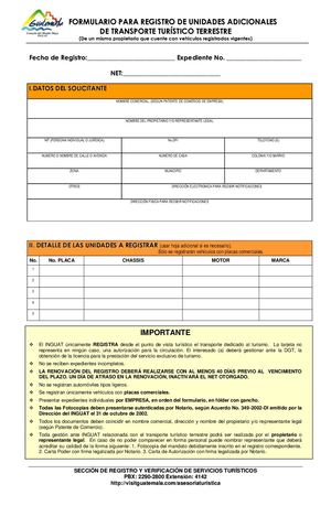 Formulario De Registro INGUAT