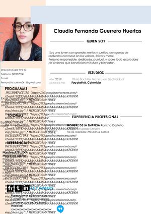 Hoja De Vida Claudia Guerrero