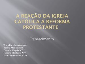 A Reação Da Igreja Católica á Reforma Protestante
