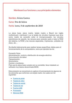 Mainboard Sus Funciones Y Sus Principales Elementos