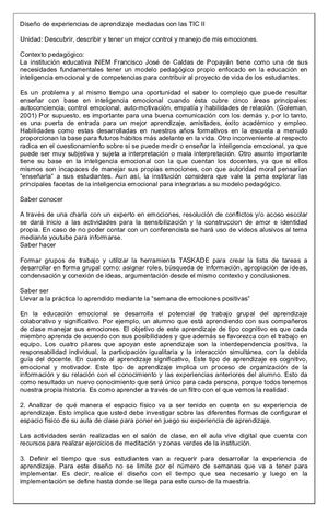 Descripción de unidad y Matriz de posibilidades pedagógicas, didácticas & tecnológicas, a la luz de los modelos SAMR & TIM