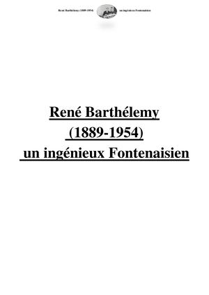 Exposition René Barthélemy (1889 1954), un Ingénieux Fontenaisien