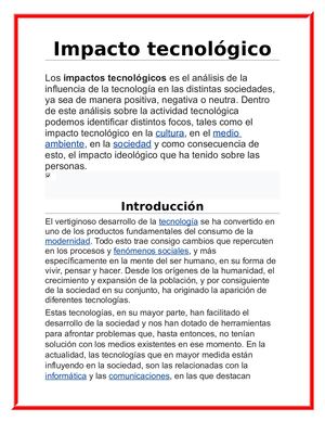 Impacto De La Tecnologia