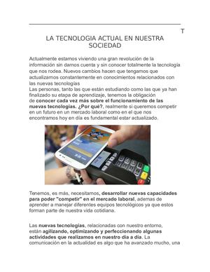 La Tecnologia Actual En Nuestra Sociedad V1