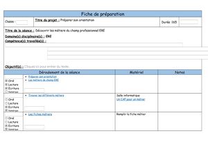3 Fiche De Préparation 1 Découvrir Les Mériers Du Champ Professionnel ERE