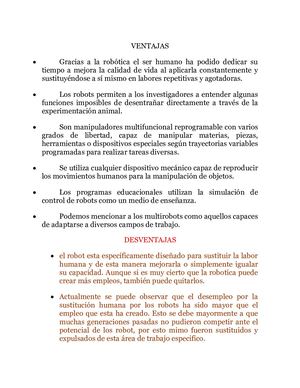 Ventajas Y Desventajas De Un Robot