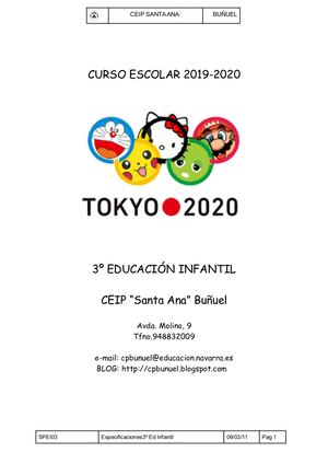 ESPECIFICACIONES 3º E.I 19-20