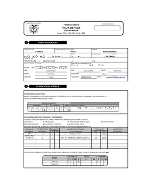 Formato Hoja De Vida Funcion Publica