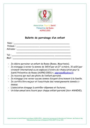 Bulletin De Parrainage Scolaire