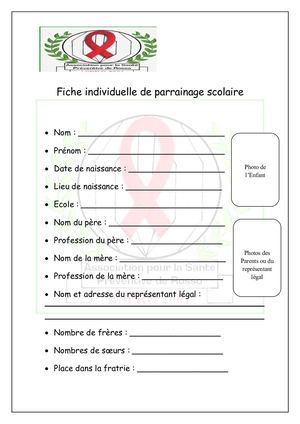 Fiche Individuelle de Parrainage Scolaire
