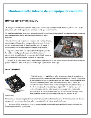 Mantenimiento Interno De Un Equipo De Computo