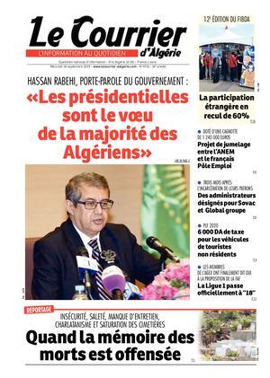 Le Courrier D'algérie Du mercredi 18 Septembre 2019