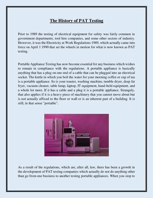 The History Of Pat Testing