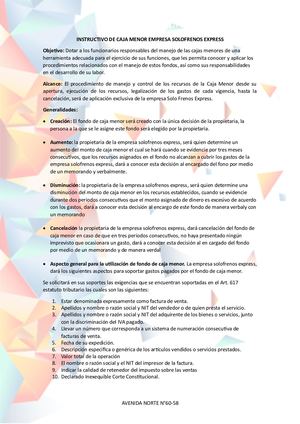 Instructivo De Caja Menor