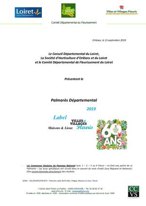 101 Palmarès Départemental Loiret Label 2019 Communes Et Maisons