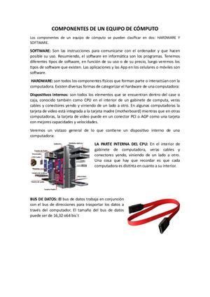 Componentes De Un Equipo De Cómputo