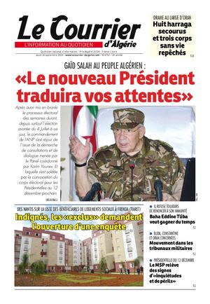 Le Courrier d'Algérie du jeudi 19 septembre 2019