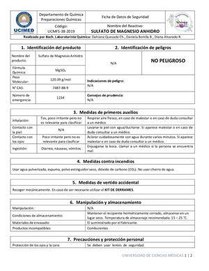 Sulfato De Magnesio  Anhidro