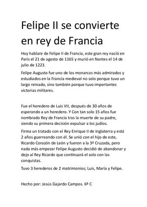 Felipe Ii Se Convierte En Rey De Francia