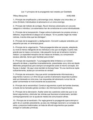 Los 11 Principios De La Propaganda Nazi