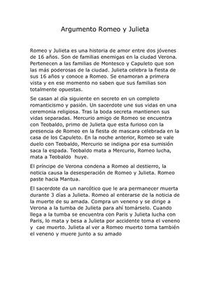 Argumento Romeo Y Julieta