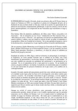 Lisandro Alvarado Ciencia y el gentilicio venezolano