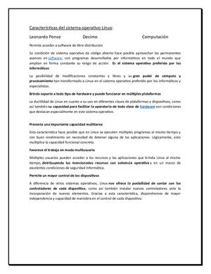 Características Del Sistema Operativo Linux